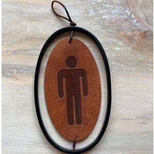 Leather‎ Oval Men's Restroom door hanger